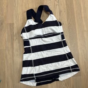 lululemon Navy/ White Striped Workout Tank